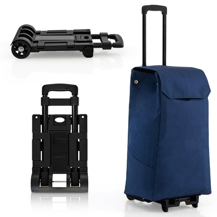 Chariot de courses pliable, capacité 38 L, bleu foncé