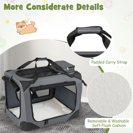 Cage souple pliable pour chien avec fenêtres en filet et 3 portes