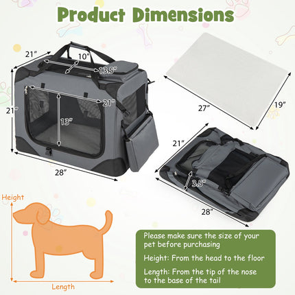 Cage souple pliable pour chien avec fenêtres en filet et 3 portes