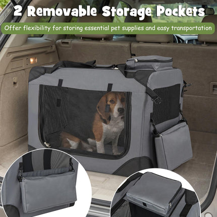 Cage souple pliable pour chien avec fenêtres en filet et 3 portes