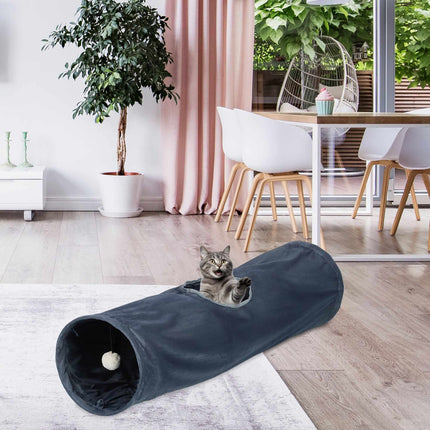 Tunnel pliable pour chat avec peluche