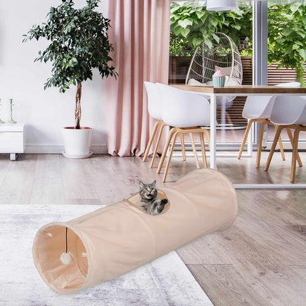 Tunnel pliable pour chat avec peluche