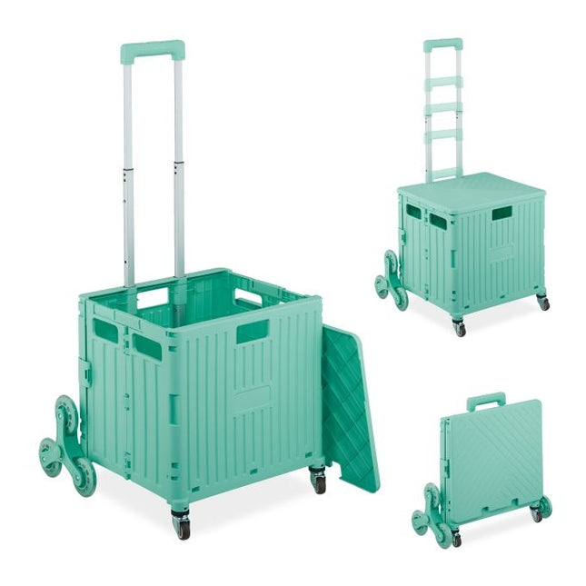 Chariot de courses pliable + couvercle 8 roues