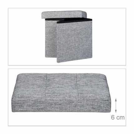 Tabouret pliable avec rangement en tissu lin
