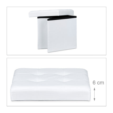 Tabouret pliable avec rangement en tissu lin