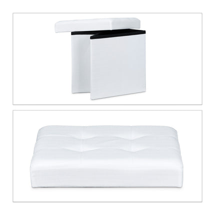 Tabouret pliable avec rangement en tissu lin