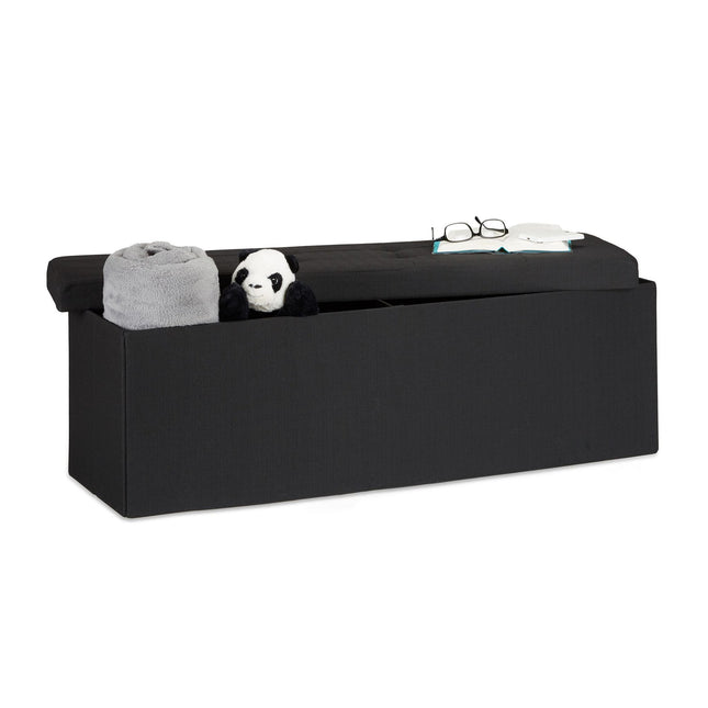 Banc de rangement pliable en tissu lin