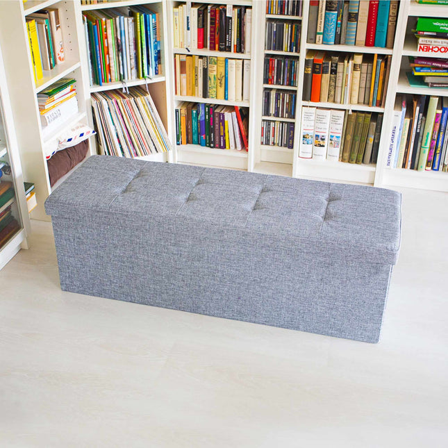 Banc de rangement pliable en tissu lin