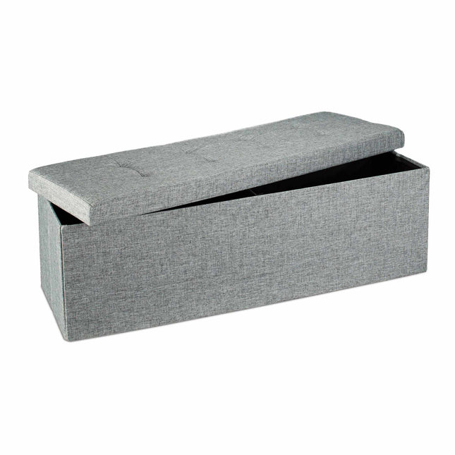 Banc de rangement pliable en tissu lin