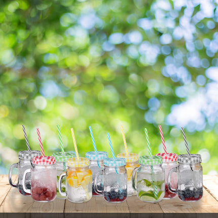 Colorful drinking glasses with lid set of 10