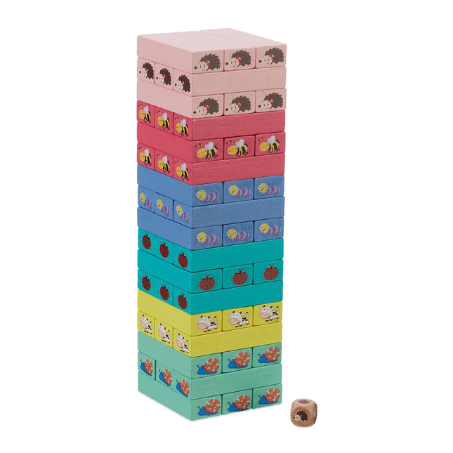 Bunter Schaukelturm aus Holz mit Tieren