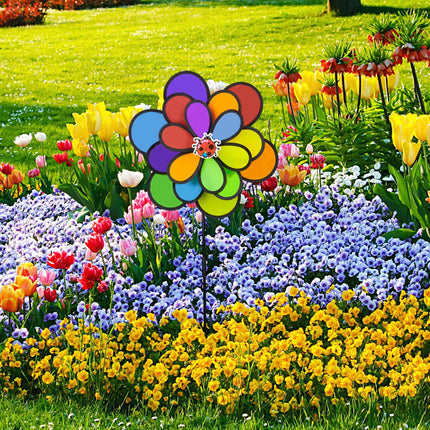 Moulin à vent à fleurs colorées