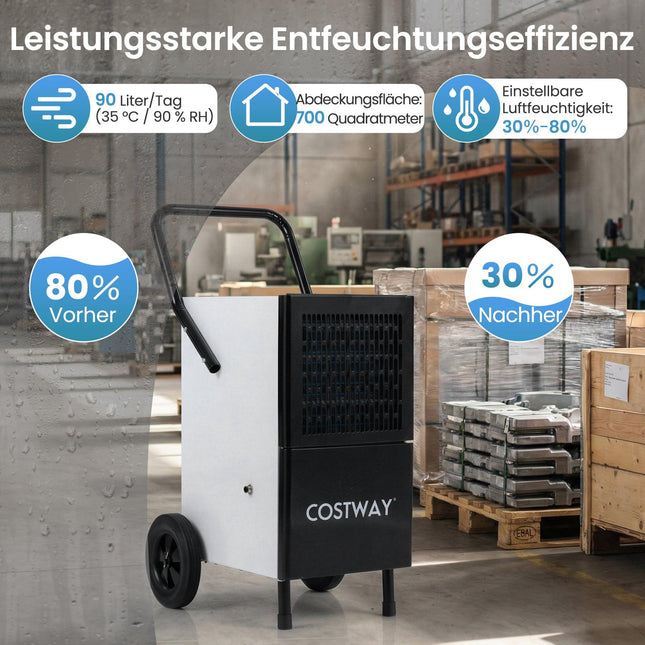 Gewerblicher Luftentfeuchter 60 L/Tag, Pumpe, 200 m²