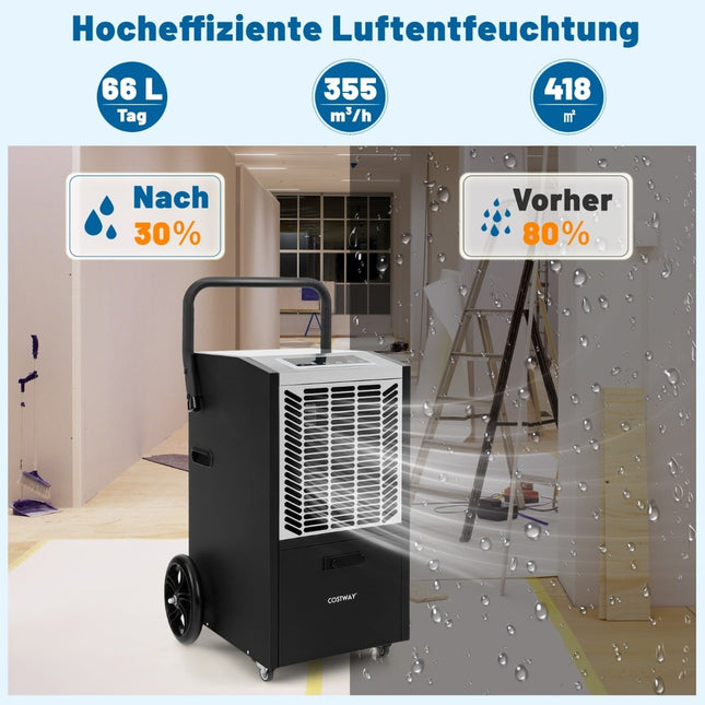 Gewerblicher Luftentfeuchter mit Pumpe, 66L/Tag, 418㎡ Abdeckung