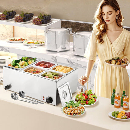 Commercial Food Warmer, 5-Pan Electric Steam Table, 1200W