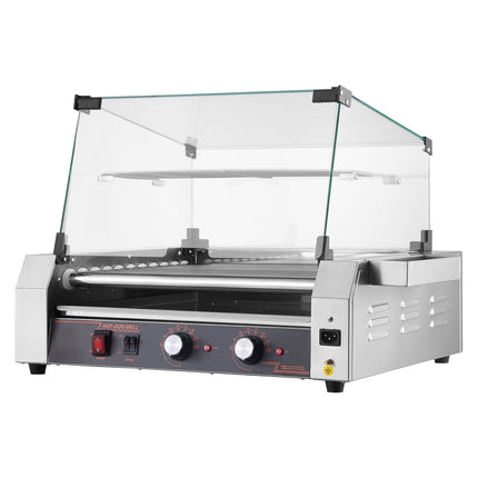 Commercial Hot Dog Roller, 11-Roller, Dual Temp Control