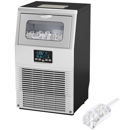 Machine à glaçons commerciale 30 kg/24 h avec commande numérique, cuillère à glace, machine à glaçons autonettoyante en acier inoxydable pour bureau, restaurant, bar, café |