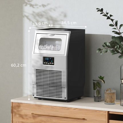 Machine à glaçons commerciale 30 kg/24 h avec commande numérique, cuillère à glace, machine à glaçons autonettoyante en acier inoxydable pour bureau, restaurant, bar, café |