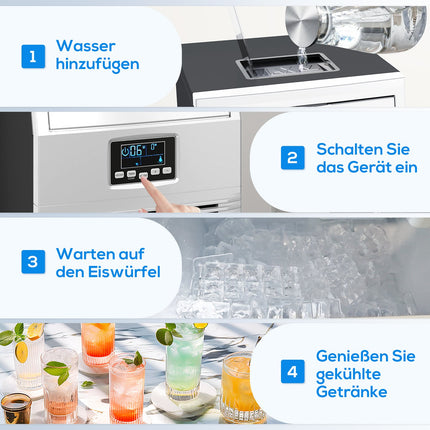 Machine à glaçons commerciale 30 kg/24 h avec commande numérique, cuillère à glace, machine à glaçons autonettoyante en acier inoxydable pour bureau, restaurant, bar, café |