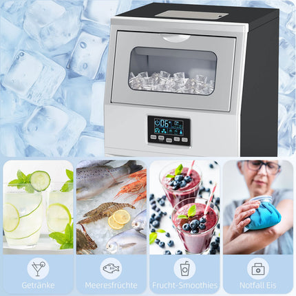 Machine à glaçons commerciale 30 kg/24 h avec commande numérique, cuillère à glace, machine à glaçons autonettoyante en acier inoxydable pour bureau, restaurant, bar, café |