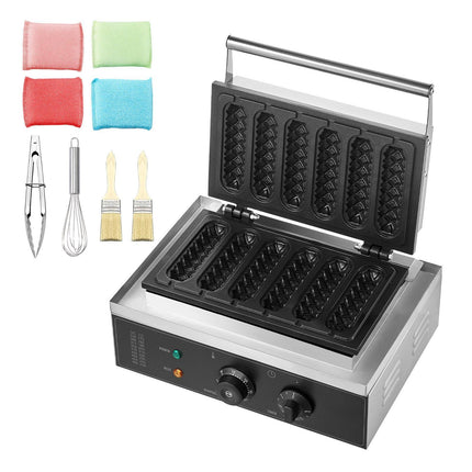 Commercial Waffle Stick Maker, 6-Stick 1500W, Temp Timer