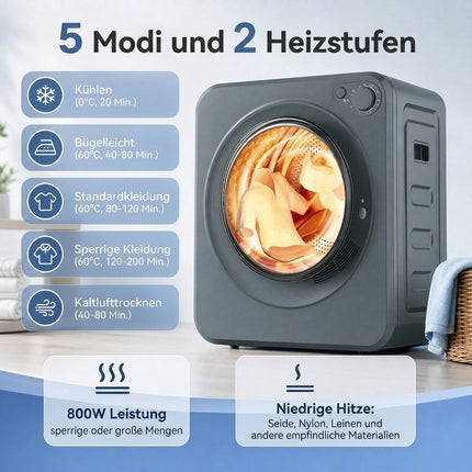 Sèche-linge compact 4 kg, 5 programmes, tambour en acier inoxydable