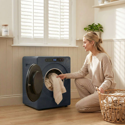 Sèche-linge compact à chargement frontal de 5 kg avec tambour en acier inoxydable, 1000 W