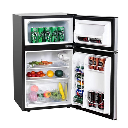 Réfrigérateur compact 90 L avec congélateur 27 L, argent, écoénergétique
