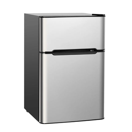 Réfrigérateur compact 90 L avec congélateur 27 L, argent, écoénergétique