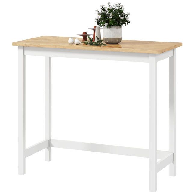 Table de bar compacte pour 2 personnes, finition chêne, bois d'hévéa