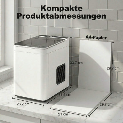 Machine à glaçons compacte, autonettoyante, réservoir de 1,5 L, blanche