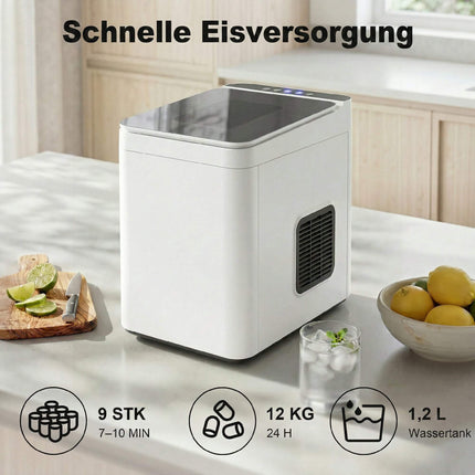 Machine à glaçons compacte, autonettoyante, réservoir de 1,5 L, blanche