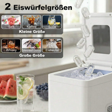 Machine à glaçons compacte, autonettoyante, réservoir de 1,5 L, blanche
