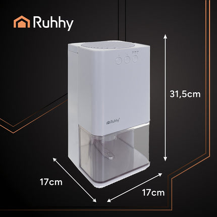Déshumidificateur compact blanc, 1400 ml, silencieux et économe en énergie
