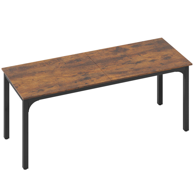 Bureau d'ordinateur 200 x 60 cm, style industriel rustique marron, structure en acier