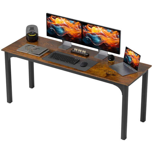 Bureau d'ordinateur, brun rustique, design spacieux, aggloméré