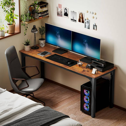 Bureau d'ordinateur, brun rustique, design spacieux, aggloméré
