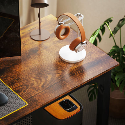 Bureau d'ordinateur, brun rustique, design spacieux, aggloméré