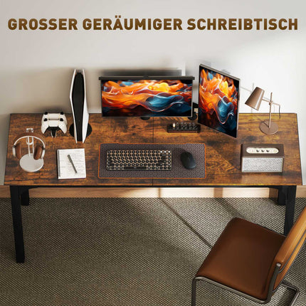 Bureau d'ordinateur, brun rustique, design spacieux, aggloméré