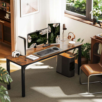 Bureau d'ordinateur, brun rustique, design spacieux, aggloméré