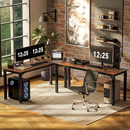 Bureau d'ordinateur, brun rustique, design spacieux, aggloméré