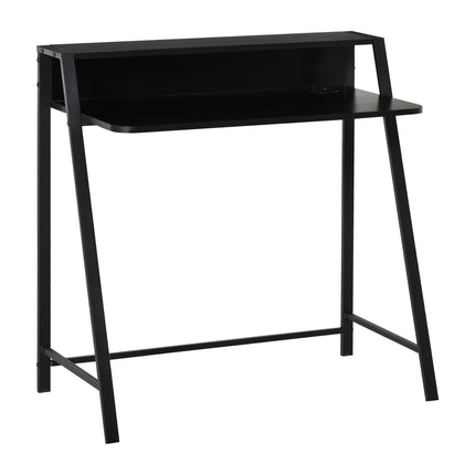 Bureau D'Ordinateur Élégant Avec Étagère Et Gestion Des Câbles, Métal, Noir, 84 X 45 X 85 Cm