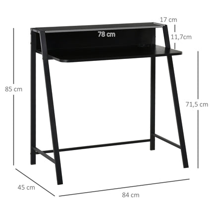 Bureau D'Ordinateur Élégant Avec Étagère Et Gestion Des Câbles, Métal, Noir, 84 X 45 X 85 Cm
