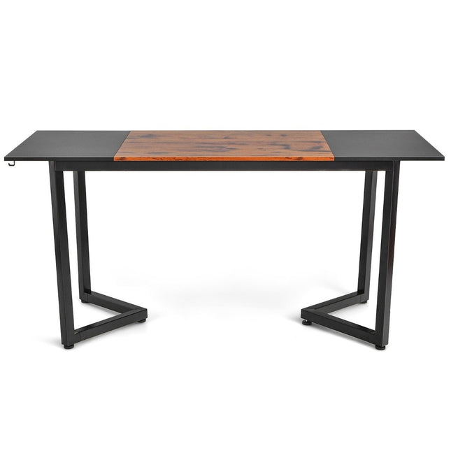 Bureau d'ordinateur avec planche d'épissure et crochets, table de bureau 160 x 60 x 74 cm, noir