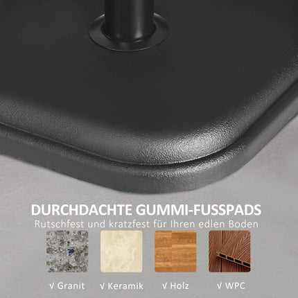 Pied de parasol en béton 11 kg, carré, compatible avec les mâts de 32 à 38 mm