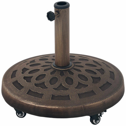 Pied de parasol en béton avec roulettes, compatible avec les mâts de 32 à 48 mm