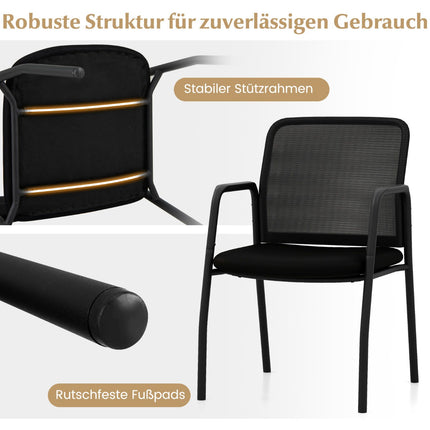 Konferenzstühle 2er-Set mit Armlehnen, Schwarz, 150 kg Tragkraft