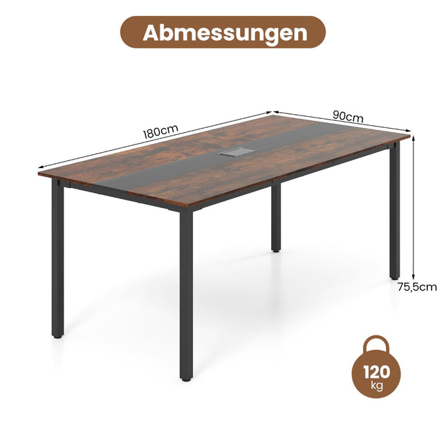Konferenztisch 180x90 cm für 8-10 Personen, Kabelmanagement