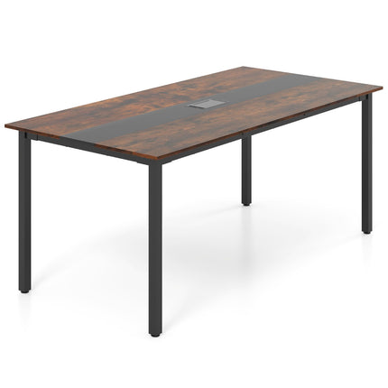 Table de conférence 180 x 90 cm pour 8 à 10 personnes, gestion des câbles