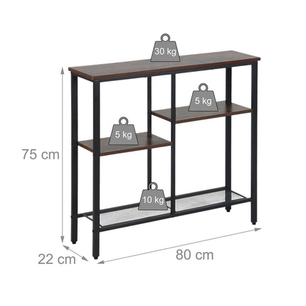 Konsolentisch, 4-stöckig, Industriestil, Holzoptik